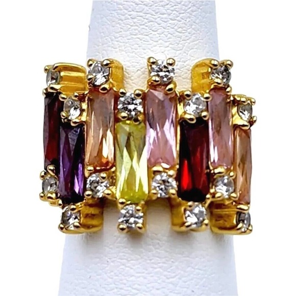 SETA Jewelry - SETA 14K Gold Plated Emerald Cut Cubic Zirconia Ring Multicolor 7.44 TCW Size 6